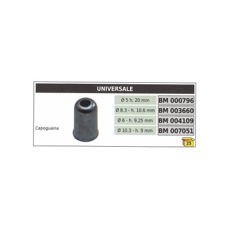 Capoguaina UNIVERSALE Ø 6 mm altezza 9,25 mm  codice 004109