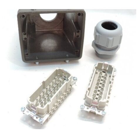 Capot connecteur mulltipole 32P+T 16A 500V mâle métal sortie verticale haute sans verrouillage IP65 Hypra LEGRAND 052646