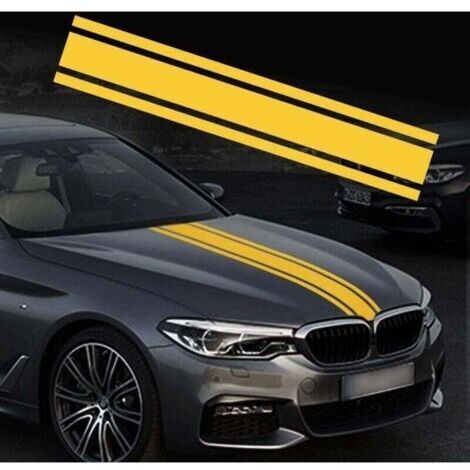 Capot De Voiture Stripe Autocollant Racing 124 cm - Body Side Decal, Toit, Jupe, Pare-chocs - Vinyle Modifié Car Decor (Jaune)
