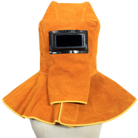 Capote de soudeur en cuir de vache, filtre solaire auto-obscurcissant, masque de soudure, équipement de protection pour casque de soudure, bonnet de travail avec drapé cou et épaules