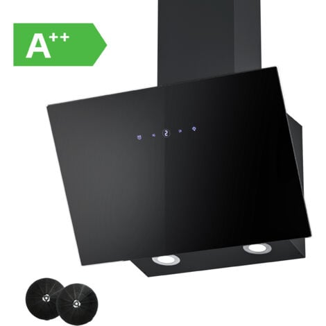 Cappa aspirante da 60 cm, FIREGAS con potenza di aspirazione 578 m³/h, 9 livelli di regolazione, controllo tocco, ricircolo e scarico, 58 dB, nero, efficienza A++ [Classe di efficienza energetica A++]