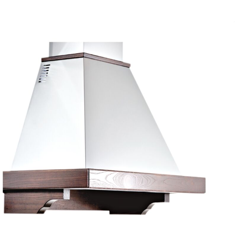 Image of Iperbriko - Cappa aspirante feeling in acciaio inox bianco e cornice in legno colore tabacco cm 90