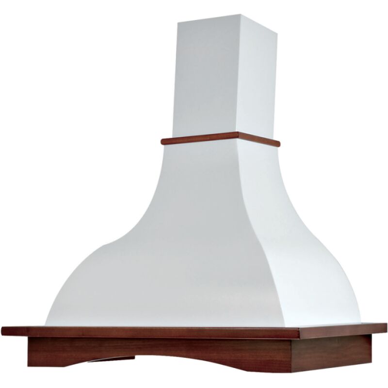 Image of Iperbriko - Cappa aspirante provenza in acciaio inox bianca e cornice in legno colore tabacco cm 90