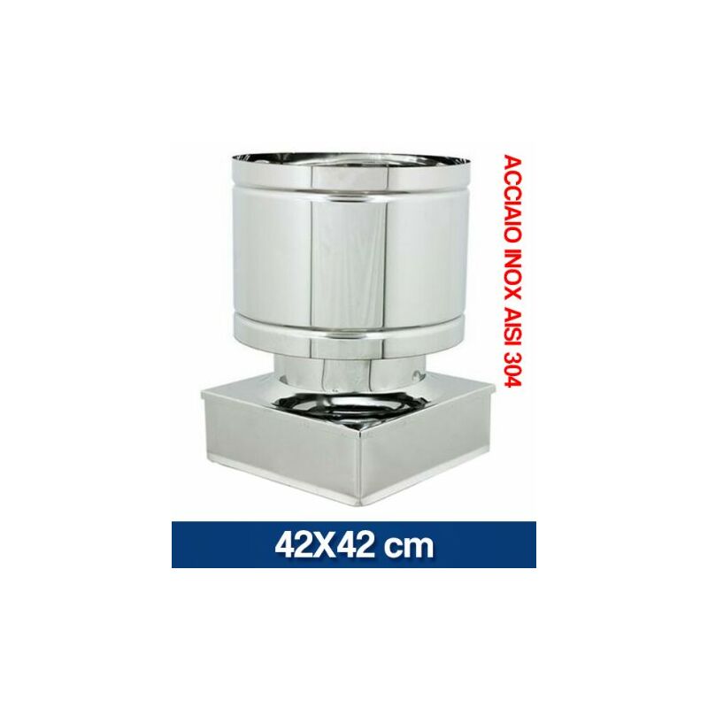 Comignolo Girevole In Acciaio Inox AISI 304 - Aspiratore Eolico Per Camini E Ventilazione 52x52 Cm - Foto 3