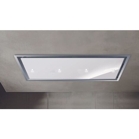 CAPPA GEA FLAT cm 90X60 - Inox/vetro Bianco spot light - 800 m3/h