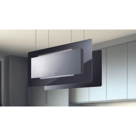 CAPPA TRISIA APPESA cm 90x43 - Inox, vetro Nero - 800 m3/h