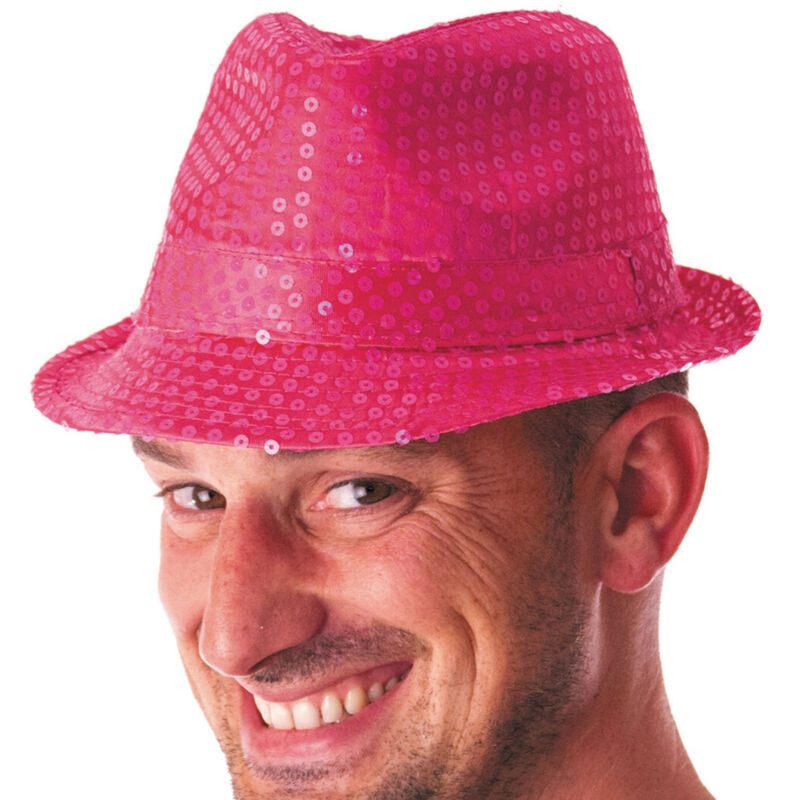 Trade Shop - Cappello Borsalino Paillettes Fucsia Spettacolo Teatro Paillette Uomo Donna -