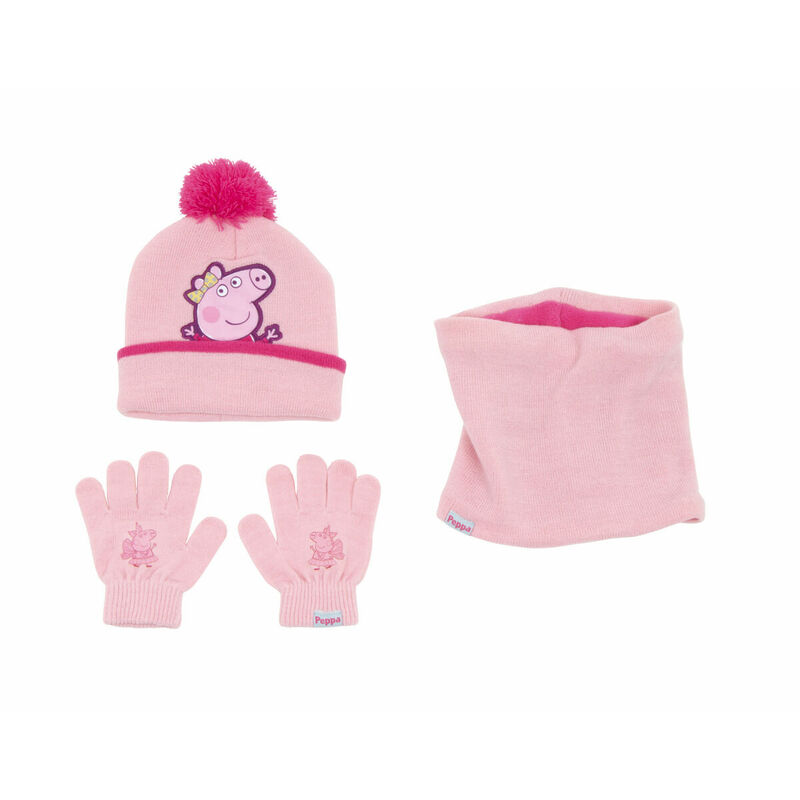 peppa pig - cappello, guanti e scaldacollo cosy corner rosa