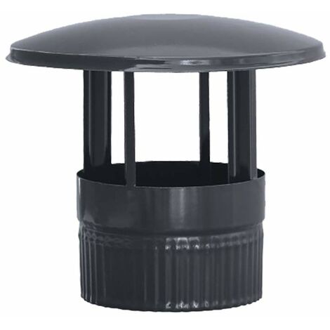 Cappello nero vetrificato 900°C-Ø150 mm-Rosone per condotti di stufe e caminetti