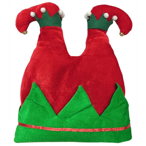 Cappello rosso e verde giullare di corte elfo cm 36 puntale per albero di natale decorazioni natalizie