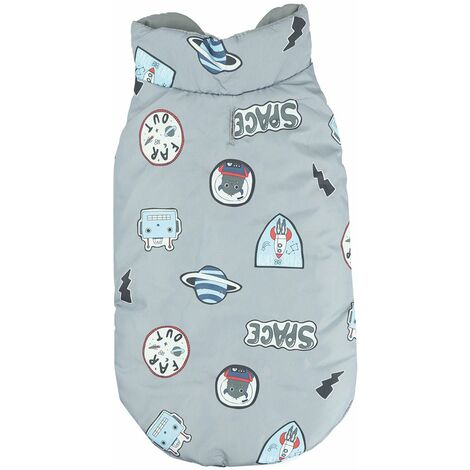 Cappottino impermeabile modello Space and Aliens per cani : M 40 cm - Grigio