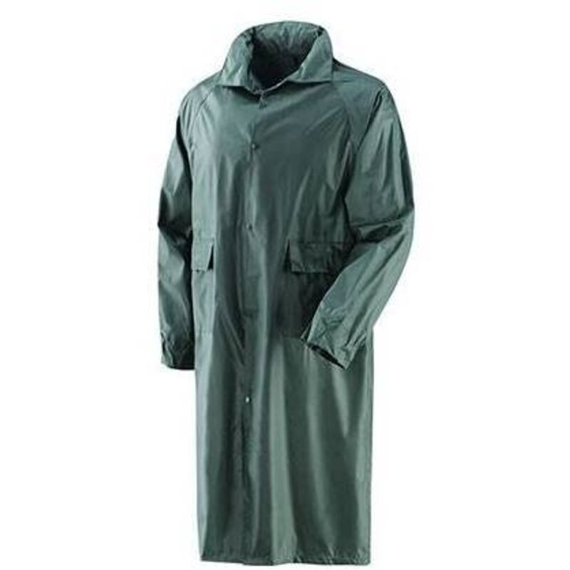 Impermeabile Cappotto In Nylon Spalmato In Pvc Verde Tg.xxxl