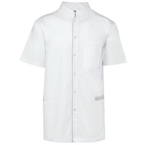 Cappotto da cucina in policotone con bottoni a pressione WK. Progettato per funzionare Bianco S