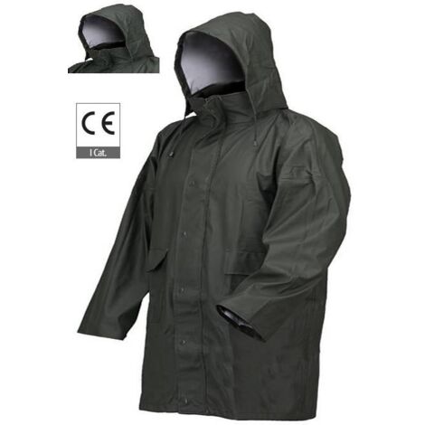CAPPOTTO GIACCA GIUBBOTTO GIACCONE IMPERMEABILE CAPPUCCIO E TASCHE LLUVIA