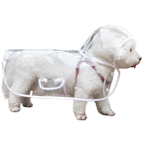 Cappotto impermeabile per cani e gatti di piccola taglia, con cappuccio, regolabile, in PVC, trasparente e ultraleggero