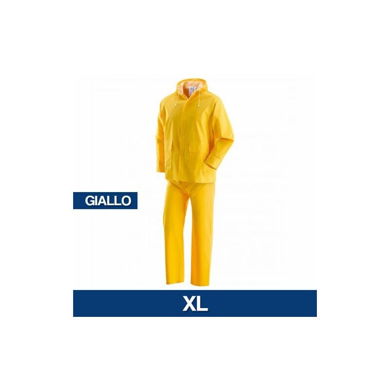 Completo Antipioggia Nylon Copri Tuta Moto Bici Impermeabile Cappuccio (30070v) Giallo Xl (15629)