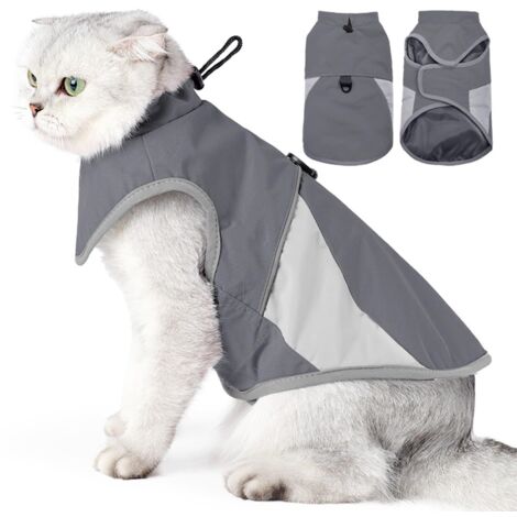 Cappotto per cani e gatti, impermeabile e caldo, abbigliamento estivo riflettente, impermeabile, antivento, per cani piccoli, medi e grandi, grigio, M (S, grigio)