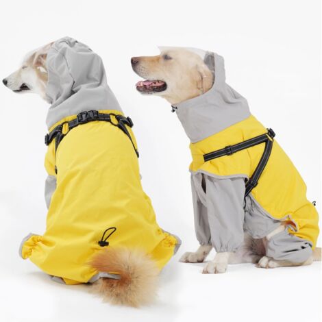 Cappotto per cani impermeabile con cappuccio trasparente - Cappotto per cani impermeabile riflettente con imbracatura, cappotti impermeabili per cani di piccola, media e grande taglia(xxl)