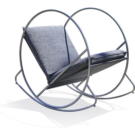 CAPRERA - Fauteuil à bascule de jardin en inox et toile plastifiéee - DCB GARDEN