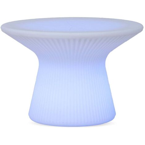 CAPRI 75 Table basse de 75 cm de haut avec lumière et recharge solaire ou par batterie pour une utilisation intérieure et extérieure. Lumière RGB