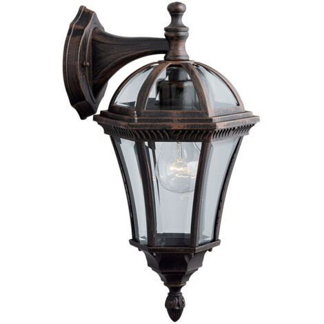 Capri Downlight da esterno in alluminio, marrone rustico e vetro, IP44