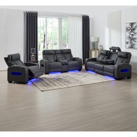 CAPRI ELECTRIC AIR LEATHER RECLINER CHAIR 1+2+3 Seater (CHARCOAL)