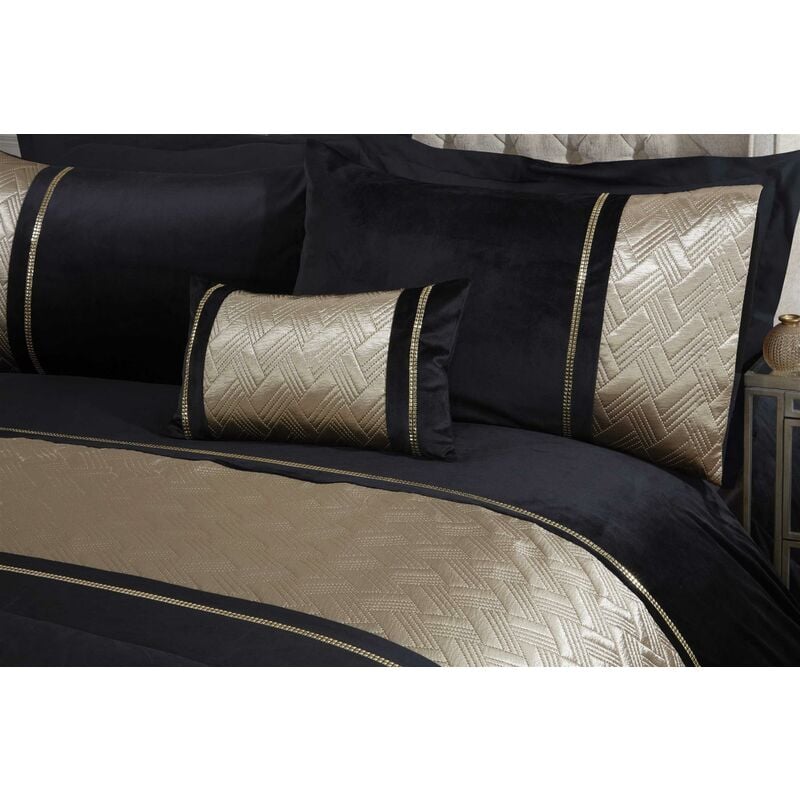 Capri Gold Black King Size Duvet Cover Set Velvet Sequin Bedding Bed Set Quilt