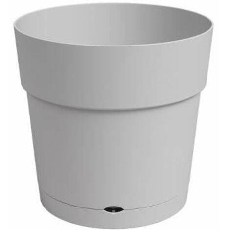 CAPRI GROßER RUNDER BLUMEN- UND PFLANZENTOPF - KUNSTSTOFF - WASSERTANK - DURCHMESSER 30 CM - HELLGRAU - ARTEVASI