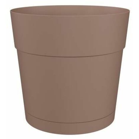 CAPRI GROSSER RUNDER BLUMEN- UND PFLANZENTOPF KUNSTSTOFF WASSERTANK DURCHMESSER 35 CM TAUPE ARTEVASI