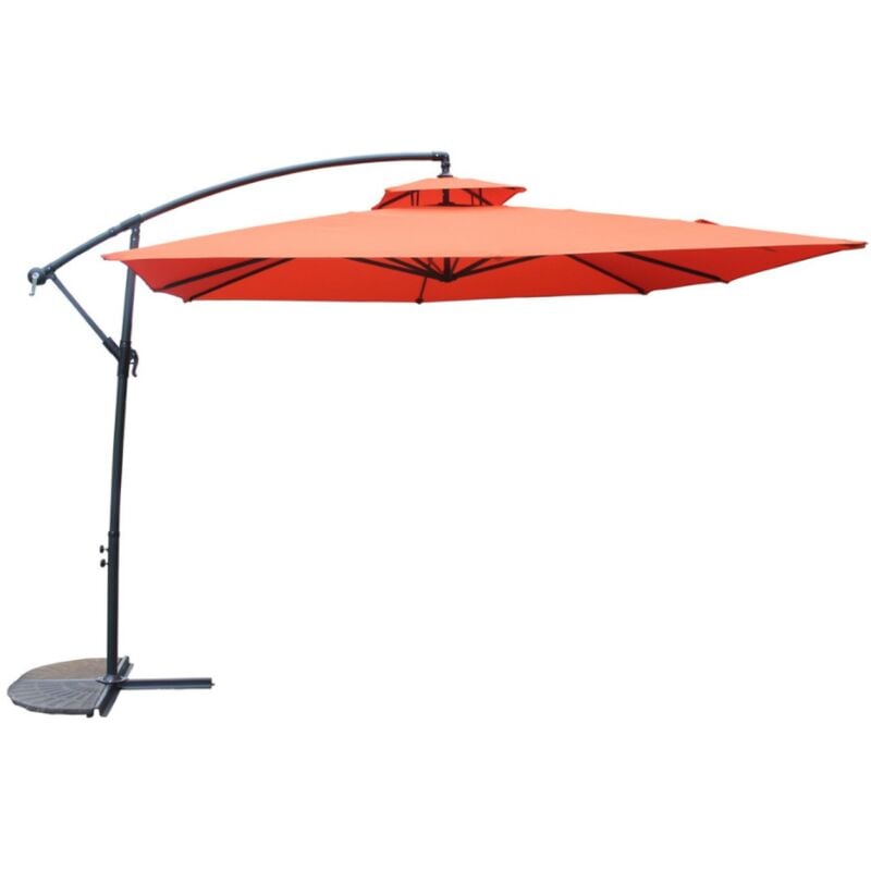 Concept-usine - capri - Parasol carré déporté 3x3 terracotta en aluminium