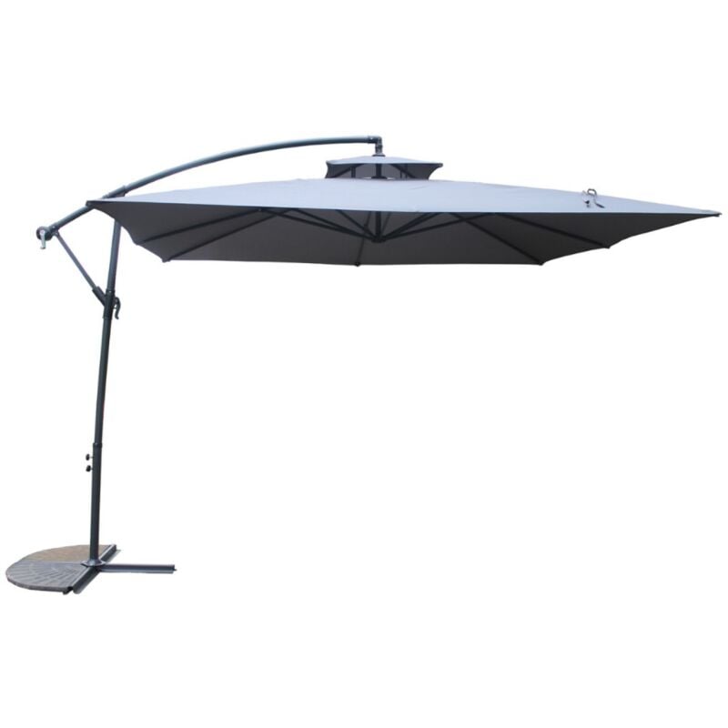 Concept-usine - capri - Parasol carré déporté 3x3 gris en aluminium