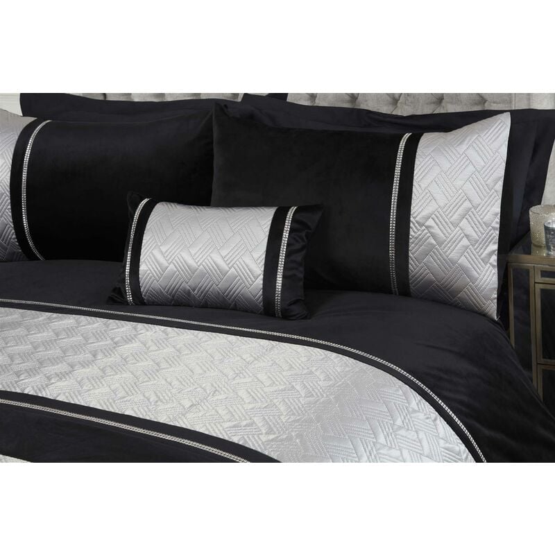 Rapport - Capri Silver Black Single Duvet Cover Set Velvet Sequin Bedding Bed Set Quilt
