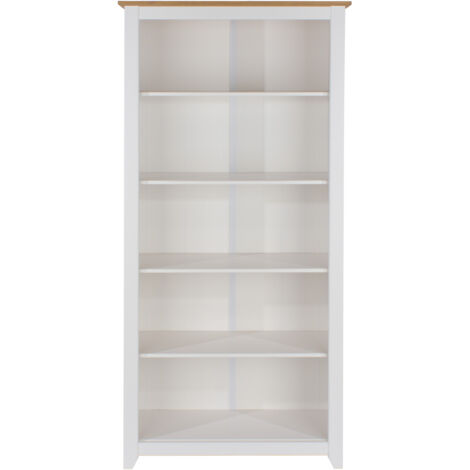 Capri Tall Bookcase - MDF/Pine - 80 x 29.6 x 176.6 cm - White/Antique Waxed Pine