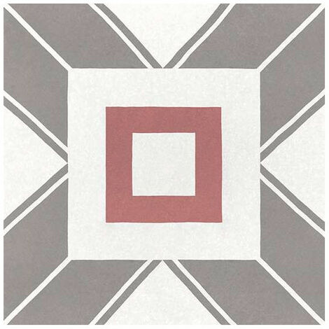 CAPRICE DECO - DECAL COLOURS - Carrelage 20x20 cm aspect carreaux de ciment cube géométrique coloré - Blanc, Rouge Bordeaux, Taupe