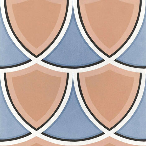 CAPRICE DECO - ISLAND COLOURS - Carrelage 20x20 cm aspect carreaux de ciment rosace coloré - Blanc, Orange, Bleu