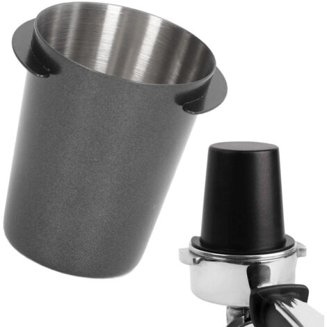 Cápsula de café de acero inoxidable pulido de 58 mm con dispensador de polvo negro, 120 ml.