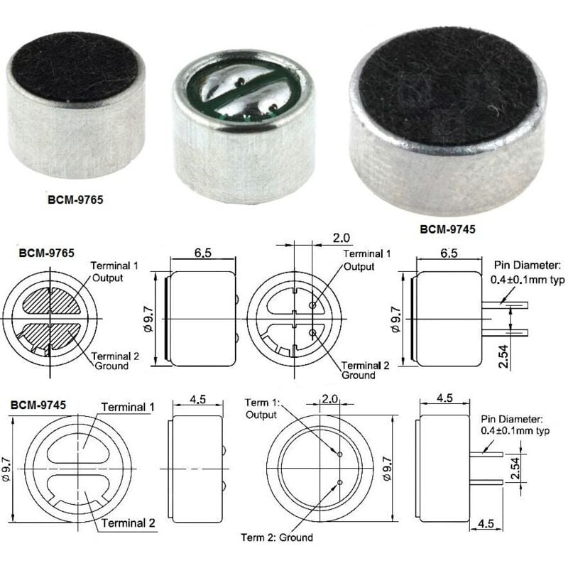 

Capsula Microfonica Electret 2K2 Ohm Alimentacion 1,5-10V