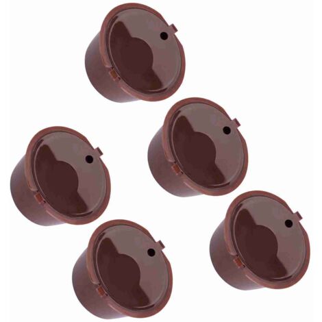 Cápsulas de café con filtro reutilizables y recargables, de polipropileno apto para uso alimentario y acero inoxidable 304, 5 unidades (marrón).