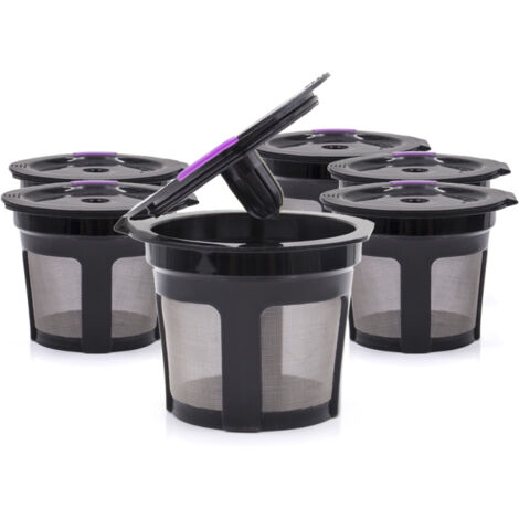 Cápsulas de café recargables y reutilizables con filtro integrado de acero inoxidable, compatibles con las máquinas Keurig 2.0 y 1.0. Incluye cepillo y cuchara (paquete de 8).