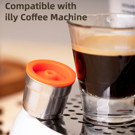 Capsule Café Reusable Refillable en Acier Inoxydable 304 Compatible Machine Café (38mm) - Capsule Café Réutilisable pour Espresso avec Spoon et Brush inclus - Ensemble de 2 Capsules Café en Acier Stai