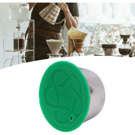 Capsule Café Réutilisable Pour Machine Dolce Gusto Pod Filter Rechargeable en Acier Inox et Silicone avec Tamper Brosse Spoon 53x37x37mm