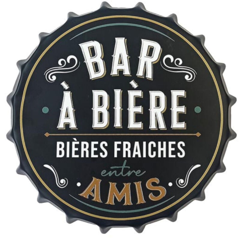 Capsule décorative murale Bar à Bière en métal 30 cm