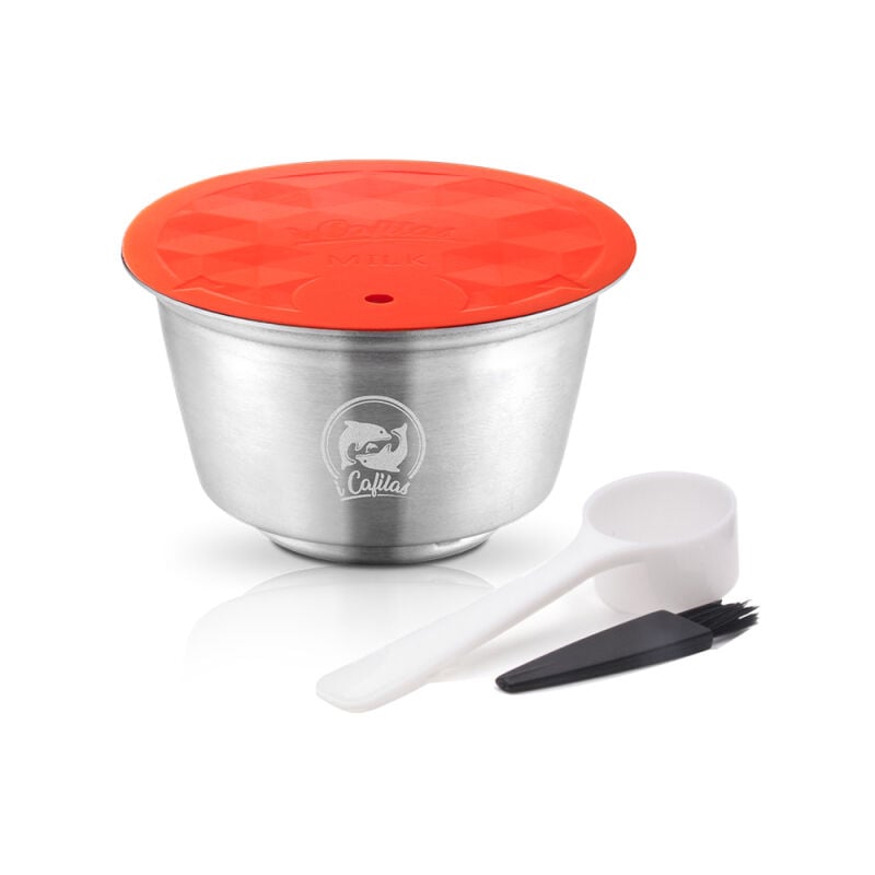 Lifcausal - Capsule de lait réutilisable en acier inoxydable rechargeable pour mousse de lait compatible avec Dolce Gusto