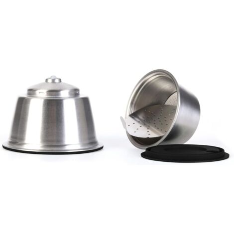 Capsule Réutilisable - Lot de 2 - Acier Inoxydable - Compatible Nespresso et Dolce Gusto - Pour Café et Thé - Noir