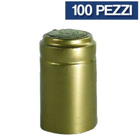 Capsule termoretraibili 33 x 55 mm colore oro 100 pz protezione tappi di sughero da muffe e tarli bottiglia spumante vino