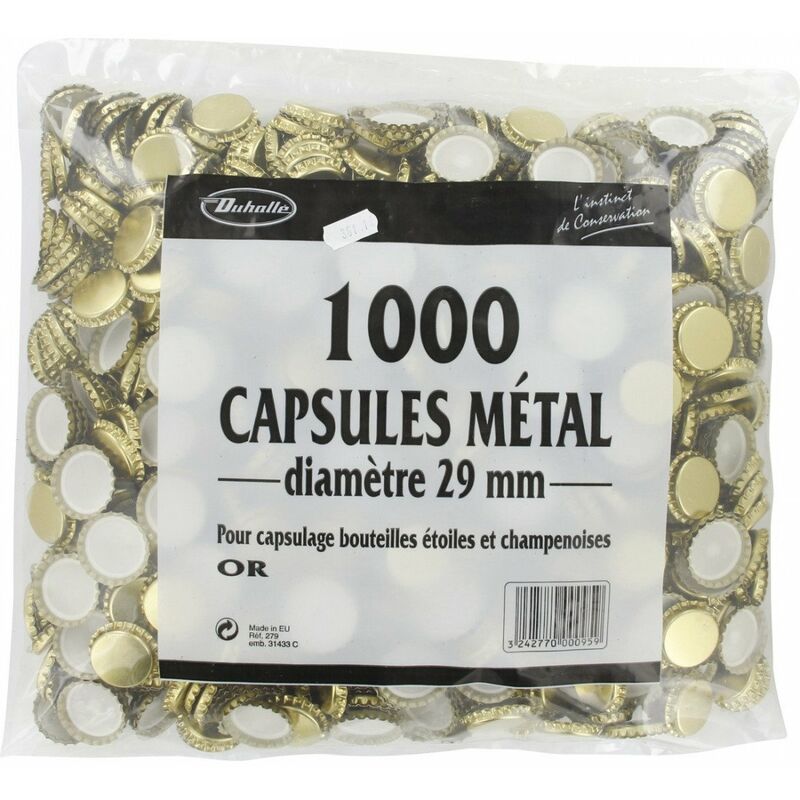 Duhallé - Capsule bouteille champenoise or sans opercule 1000 pièces - 29mm - duhalle