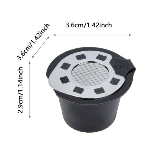 Capsules Café Rechargeables Réutilisables Set 5 pièces Plastique & Acier Inoxydable pour Nespresso Original Machine avec Fonction Crème