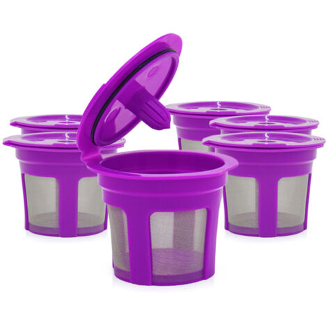Capsules de café rechargeables et réutilisables, avec filtre en acier inoxydable intégré, compatibles avec les machines Keurig 2.0 et 1.0. Brosse et cuillère incluses (paquet de 8).