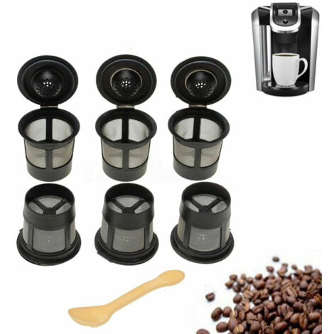 Capsules de café réutilisables, dosettes K-Cup rechargeables, panier-filtre individuel avec cuillère et goupillon pour machines Keurig K