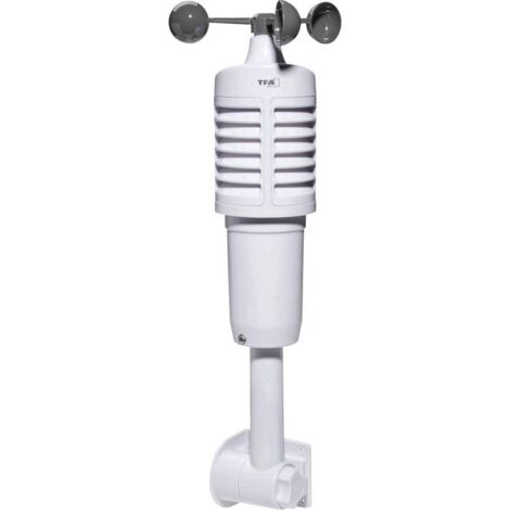 Capteur combiné température/hygrométrie/vent radio 433 MHz – Alimentation par piles LR14 – Dimensions 468 x 141 x 163 mm – Poids 439 g – Tfa Dostmann
